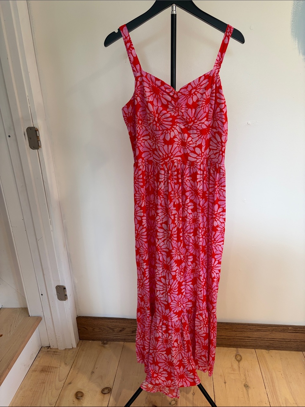 Draper James Red Maxi Dress with Pink Floral Print